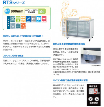 新品 テーブル形冷蔵ショーケース RTS-120SND イメージ2